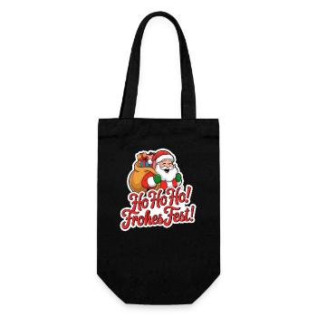 Santa Claus – Ho Ho Ho! Merry Christmas - Gift Bag for Bottles - black - Front