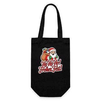 Weihnachtsmann – Ho Ho Ho! Frohes Fest - Geschenkbeutel für Flaschen - Schwarz - Vorne