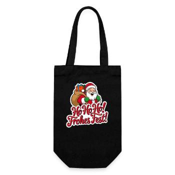 Weihnachtsmann – Ho Ho Ho! Frohes Fest - Geschenkbeutel für Flaschen - Schwarz - Vorne