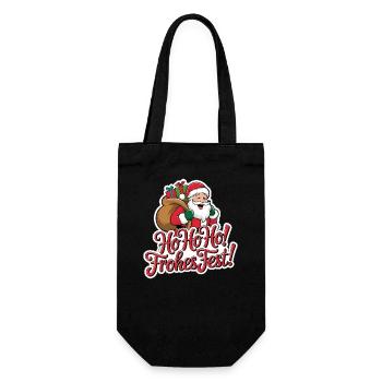 Weihnachtsmann – Ho Ho Ho! Frohes Fest - Geschenkbeutel für Flaschen - Schwarz - Vorne