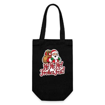 Weihnachtsmann – Ho Ho Ho! Frohes Fest - Geschenkbeutel für Flaschen - Schwarz - Vorne