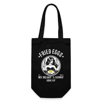 Fried Egg – My Heart's Sunny Side Up Design - Gift Bag for Bottles - black - Front