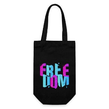 Freedom Freiheit Schriftzug - Geschenkbeutel für Flaschen - Schwarz - Vorne