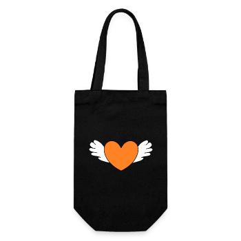 Coeur orange avec des ailes orange - Sac à bouteille - noir - Devant