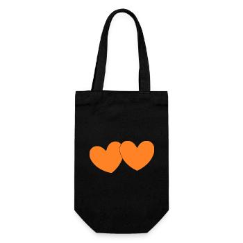 orange heart orange valentine's day - Gift Bag for Bottles - black - Front