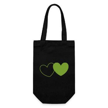 green heart green hearts couples gift - Gift Bag for Bottles - black - Front