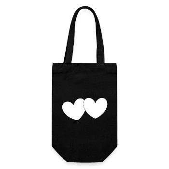 Cœur blanc Saint-Valentin - Sac à bouteille - noir - Devant