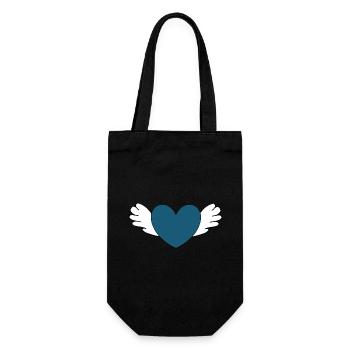 blaues Herz mit Flügeln Valentinstag - Geschenkbeutel für Flaschen - Schwarz - Vorne
