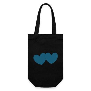 blaues Herz 2 Herzen Valentinstag - Geschenkbeutel für Flaschen - Schwarz - Vorne