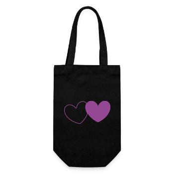 Coeur Violet 2 Coeurs Saint Valentin - Sac à bouteille - noir - Devant