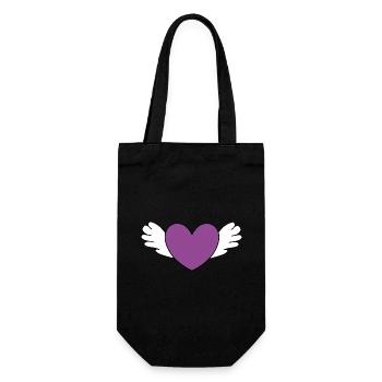 Coeur violet blanc avec des ailes Saint-Valentin - Sac à bouteille - noir - Devant