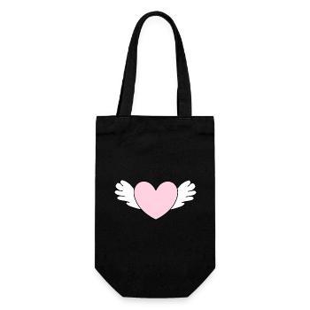 rosarotes Herz Herz rosa rot Herz pink Herzmuster - Geschenkbeutel für Flaschen - Schwarz - Vorne