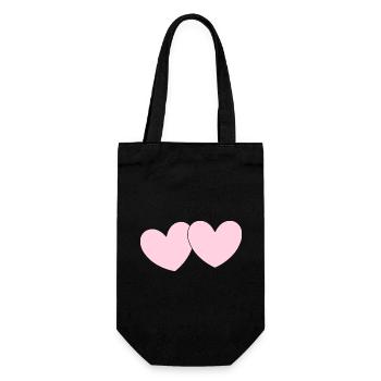 rosarotes Herz Herz rosa rot Herz pink Herzmuster - Geschenkbeutel für Flaschen - Schwarz - Vorne
