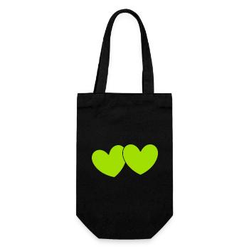 green heart green gift valentine's day - Gift Bag for Bottles - black - Front