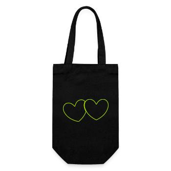 green heart green couples gift valentine's day - Gift Bag for Bottles - black - Front