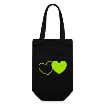 green heart green gift valentine's day - Gift Bag for Bottles - black - Front