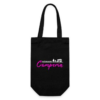 Camping Really Happy Camper Gift Idea - Gift Bag for Bottles - black - Front