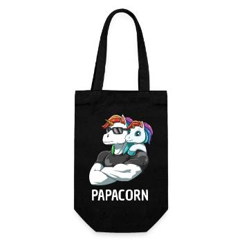 Papacorn Vater Tochter Einhörner - Geschenkbeutel für Flaschen - Schwarz - Vorne