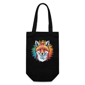 Fuchs - Illustration - Geschenkbeutel für Flaschen - Schwarz - Vorne