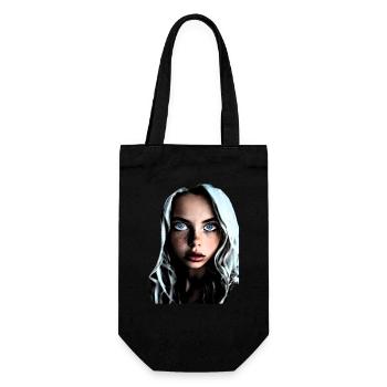 Belle fille avec de grands yeux - Sac à bouteille - noir - Devant