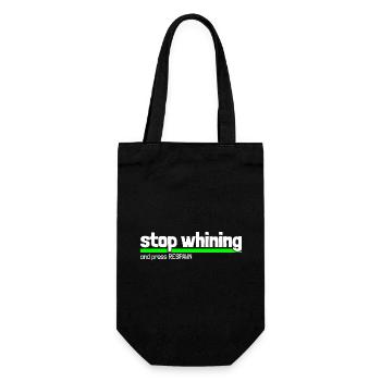 Spruch "stop whining - and press RESPAWN" - wob - Geschenkbeutel für Flaschen - Schwarz - Vorne