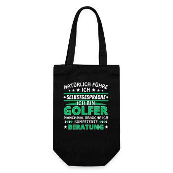 Ich führe Selbstgespräche - Golfer Edition - Geschenkbeutel für Flaschen - Schwarz - Vorne
