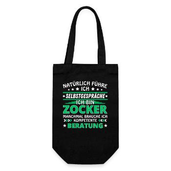 Ich führe Selbstgespräche - Zocker Edition - Geschenkbeutel für Flaschen - Schwarz - Vorne