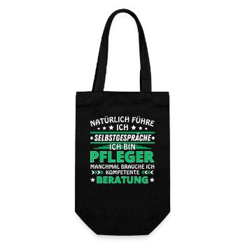 Ich führe Selbstgespräche - Pfleger Edition - Geschenkbeutel für Flaschen - Schwarz - Vorne