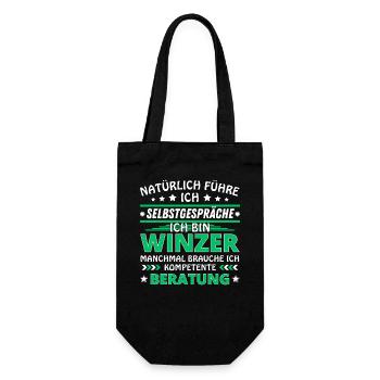 Ich führe Selbstgespräche - Winzer Edition - Geschenkbeutel für Flaschen - Schwarz - Vorne