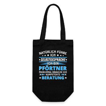 Ich führe Selbstgespräche - Pförtner Edition blau - Geschenkbeutel für Flaschen - Schwarz - Vorne