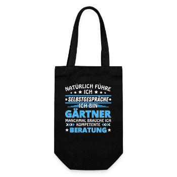 Ich führe Selbstgespräche - Gärtner Edition blau - Geschenkbeutel für Flaschen - Schwarz - Vorne