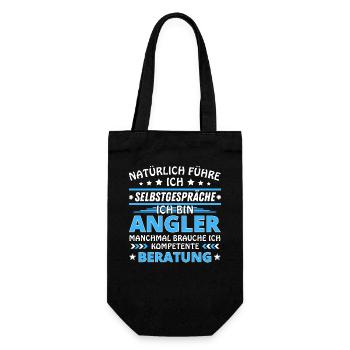 Ich führe Selbstgespräche - Angler Edition blau - Geschenkbeutel für Flaschen - Schwarz - Vorne