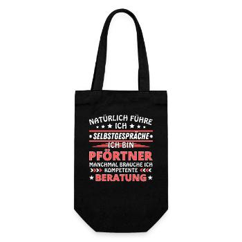 Ich führe Selbstgespräche - Pförtner Edition - Geschenkbeutel für Flaschen - Schwarz - Vorne