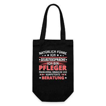 Ich führe Selbstgespräche - Pfleger Edition - Geschenkbeutel für Flaschen - Schwarz - Vorne