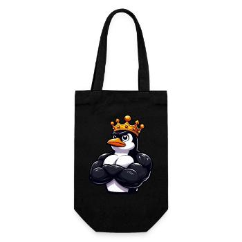 Muskulöser Pinguinkönig Fitness Workout - Geschenkbeutel für Flaschen - Schwarz - Vorne