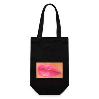 Pink lips - Geschenkbeutel für Flaschen - Schwarz - Vorne