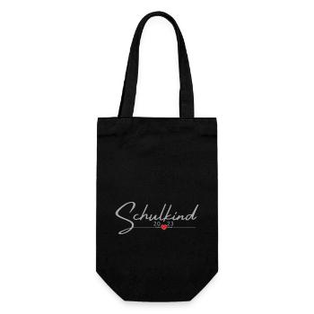Schulkind Herz mit Namen personalisieren - Geschenkbeutel für Flaschen - Schwarz - Vorne