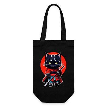 Samurai-Katze - Geschenkbeutel für Flaschen - Schwarz - Vorne