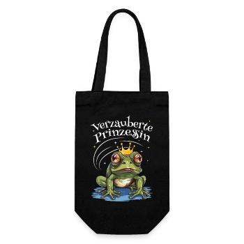 Frosch Kröte Prinzessin Königin Märchen Zauberhaft - Geschenkbeutel für Flaschen - Schwarz - Vorne