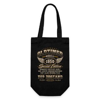 Oldtimer Baujahr 1950 Jahrgang Geburtstag Geschenk - Geschenkbeutel für Flaschen - Schwarz - Vorne