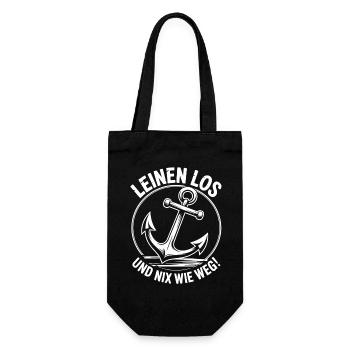 Leinen los und nichts wie weg! Wir legen ab! - Geschenkbeutel für Flaschen - Schwarz - Vorne