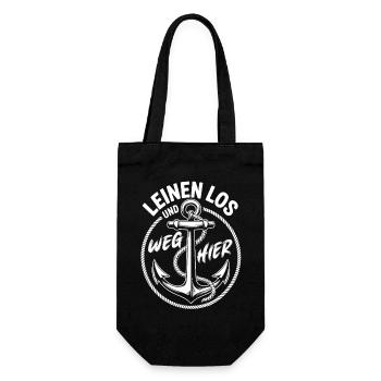 Leinen los und nichts wie weg! Wir legen ab! - Geschenkbeutel für Flaschen - Schwarz - Vorne