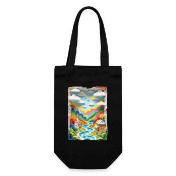 City made of paper - Gift Bag for Bottles - black - Front