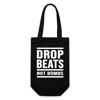 Techno Hardtekk "Drop Beats Not Bombs" Bass Disco - Gift Bag for Bottles - black - Front