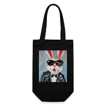 Stylischer Hase - Geschenkbeutel für Flaschen - Schwarz - Vorne