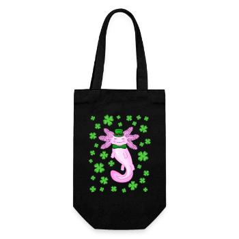 St Patricks Axolotl rosa - Geschenkbeutel für Flaschen - Schwarz - Vorne