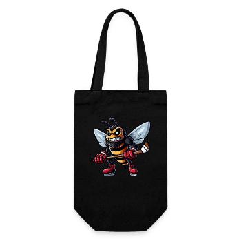 Biene Wespe Hornisse Hockey Hockeyspieler Design - Geschenkbeutel für Flaschen - Schwarz - Vorne