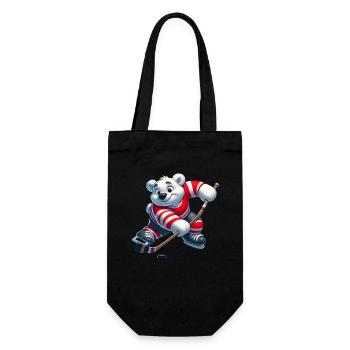 Polar bear playing hockey funny hockey player - Gift Bag for Bottles - black - Front