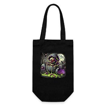 Halloween Zombie Küken Grusel Vollmond - Geschenkbeutel für Flaschen - Schwarz - Vorne