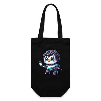 Süßer Pinguin Eishockeyspieler Cartoon - Geschenkbeutel für Flaschen - Schwarz - Vorne
